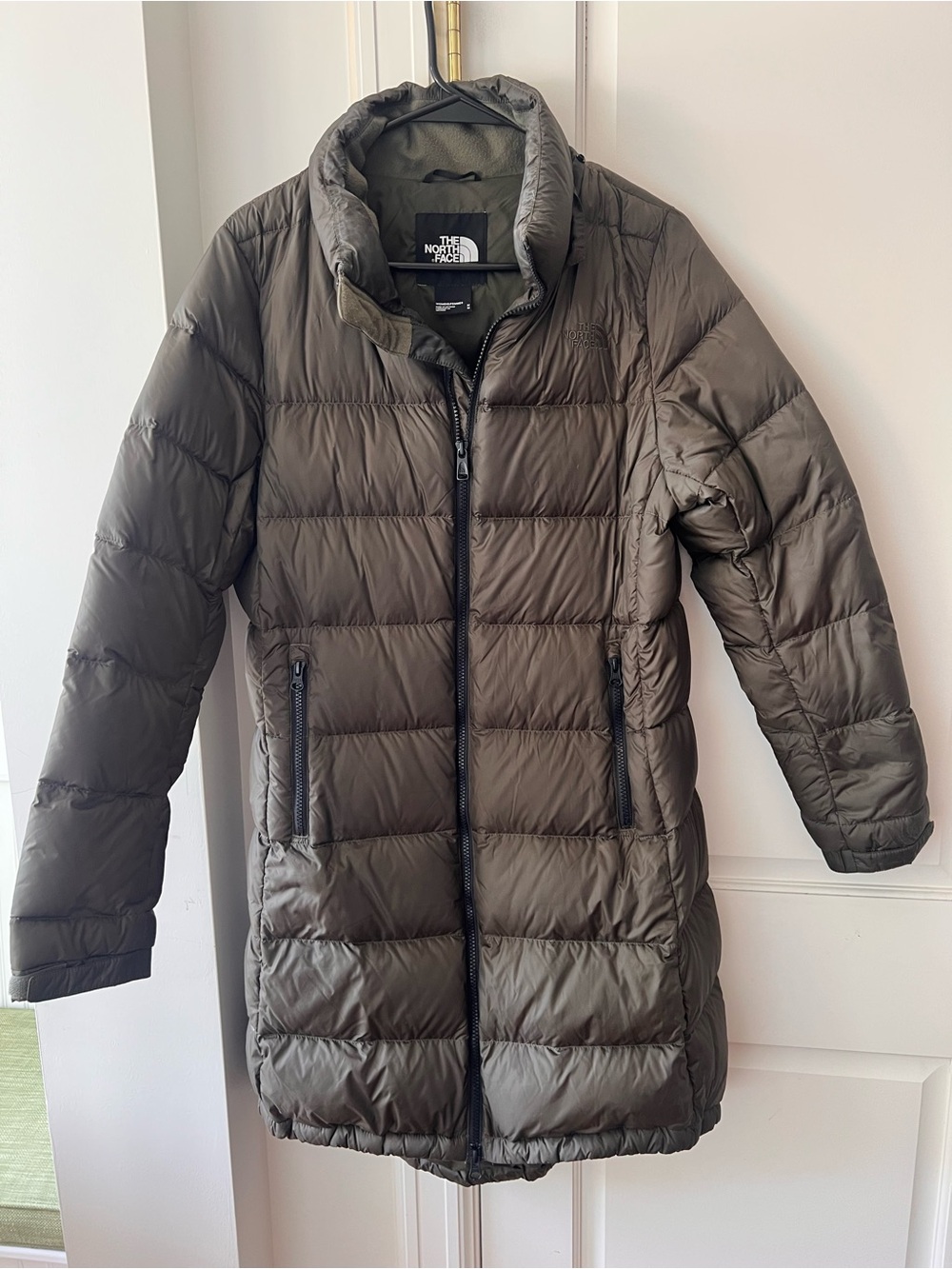 The North Face Women’s Long Puffer Coat in Olive